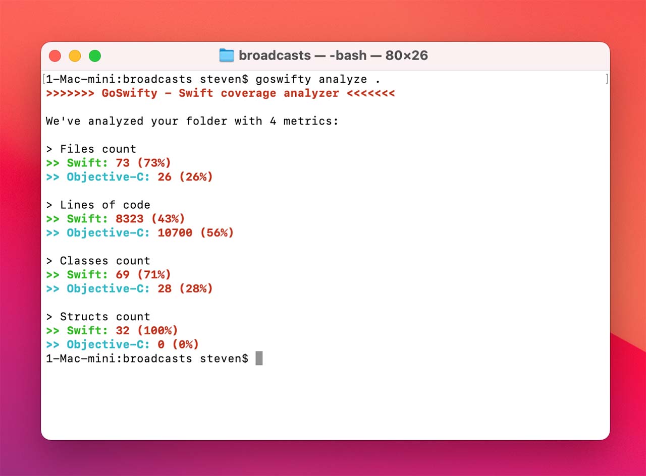 "Broadcasts Swift migration stats"